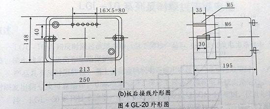 gl-15、25反時限過流繼電器板后接線圖