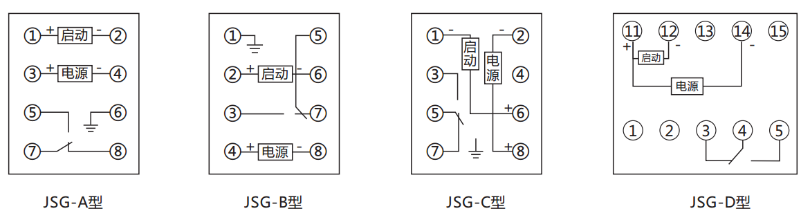 JSG-D型靜態(tài)閃光繼電器內(nèi)部接線(xiàn)及外引接線(xiàn)圖（正視圖）